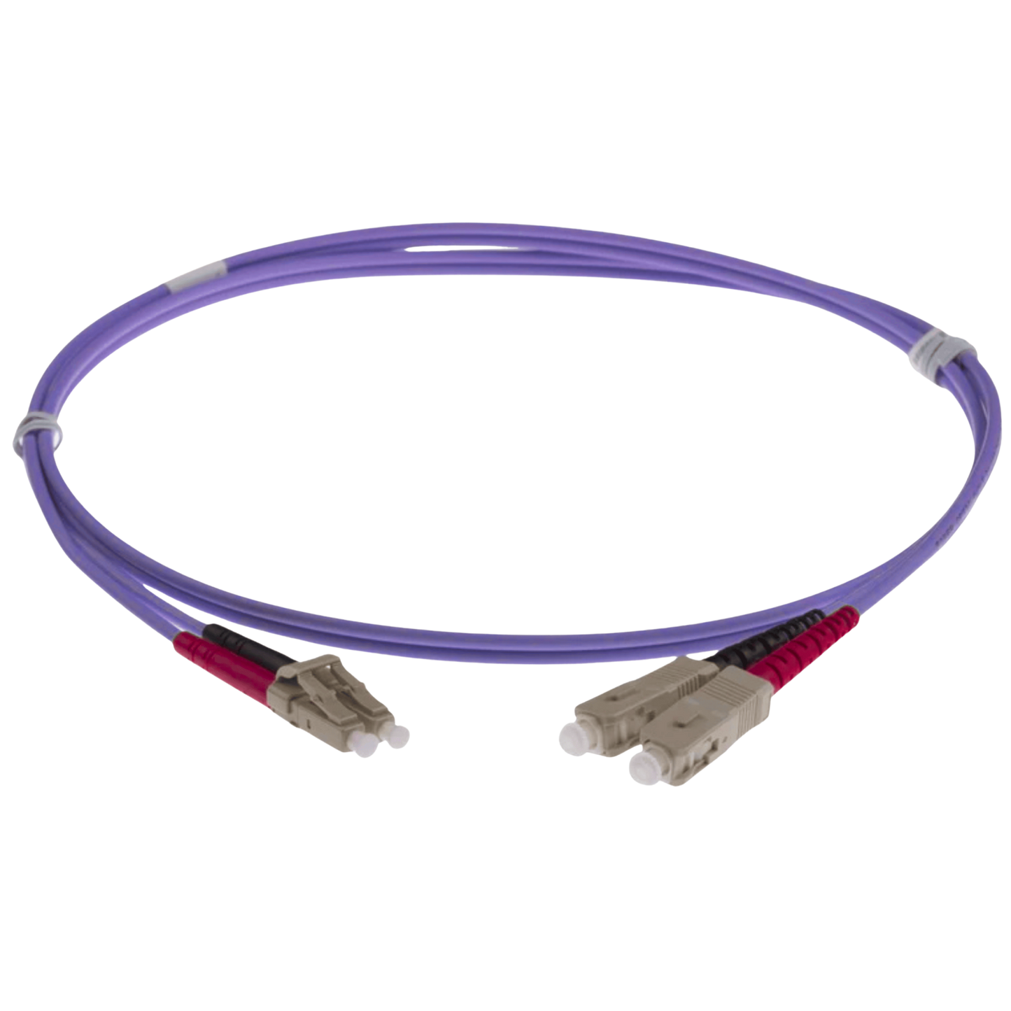 Image of OM4 DUPLEX FIBRE OPTIC PATCH CORD | Heather/Violet (LC-SC OM4 DUPLEX FIBRE OPTIC PATCH CORD HEATHER VIOLET)