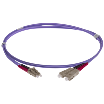 Image of OM4 DUPLEX FIBRE OPTIC PATCH CORD | Heather/Violet (LC-SC OM4 DUPLEX FIBRE OPTIC PATCH CORD HEATHER VIOLET)