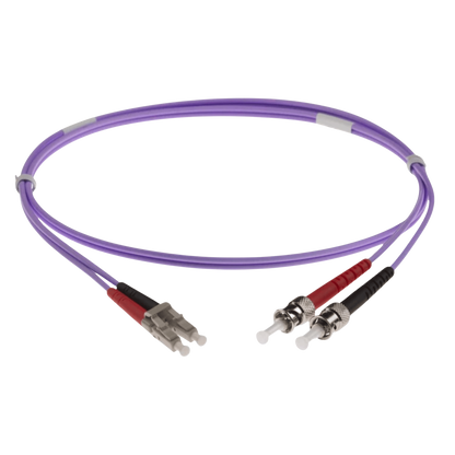 Image of OM4 DUPLEX FIBRE OPTIC PATCH CORD | Heather/Violet (LC-ST OM4 DUPLEX FIBRE OPTIC PATCH CORD HEATHER VIOLET)